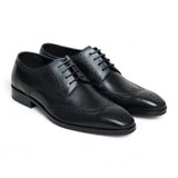 Pantofi brogue bărbătești din piele neagră, clasici, formali, cu șireturi