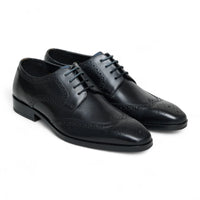 Pantofi brogue bărbătești din piele neagră, clasici, formali, cu șireturi