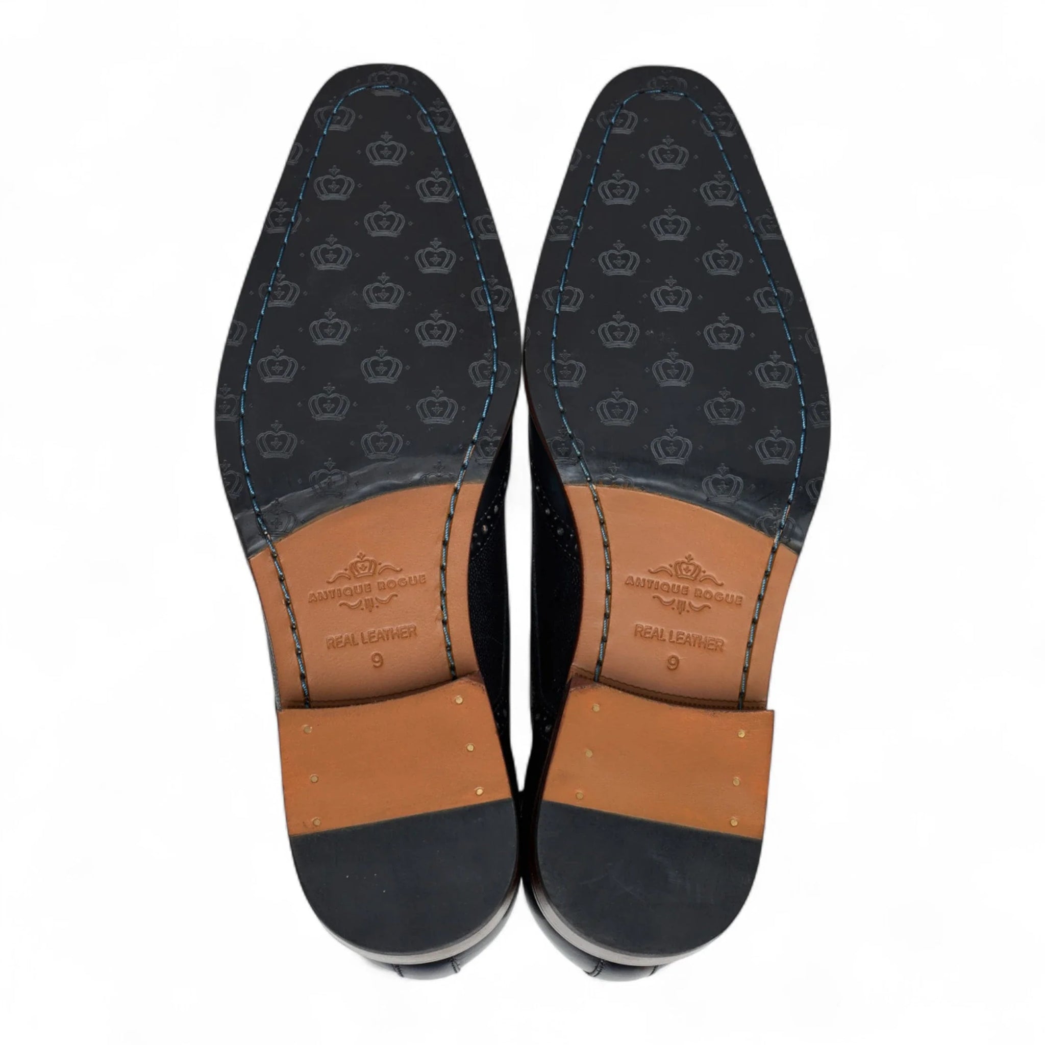 Pantofi brogue bărbătești din piele neagră, clasici, formali, cu șireturi