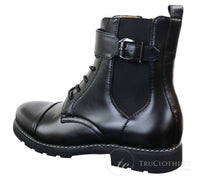 Mens Black Military Army Navy Ankle Boots Casual Zip Laced Belted Buckle