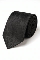 Set cadou cravată Paisley neagră pentru bărbați