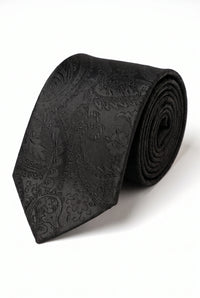 Set cadou cravată Paisley neagră pentru bărbați