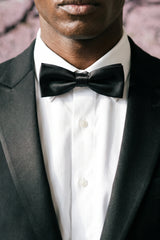 Papion bărbătesc subțire din satin negru, business