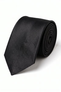 Set cravată neagră bărbătească cu batistă de buzunar și butoni