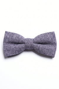 Papion bărbătesc albastru cu model herringbone din tweed