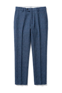 Dion - Pantaloni bărbătești albaștri din tweed cu model herringbone