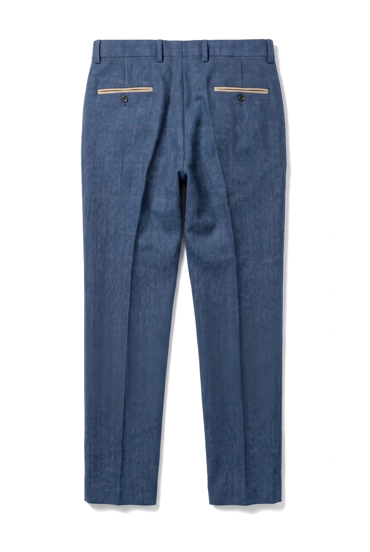 Dion - Pantaloni bărbătești albaștri din tweed cu model herringbone