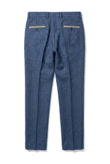 Dion - Pantaloni bărbătești albaștri din tweed cu model herringbone