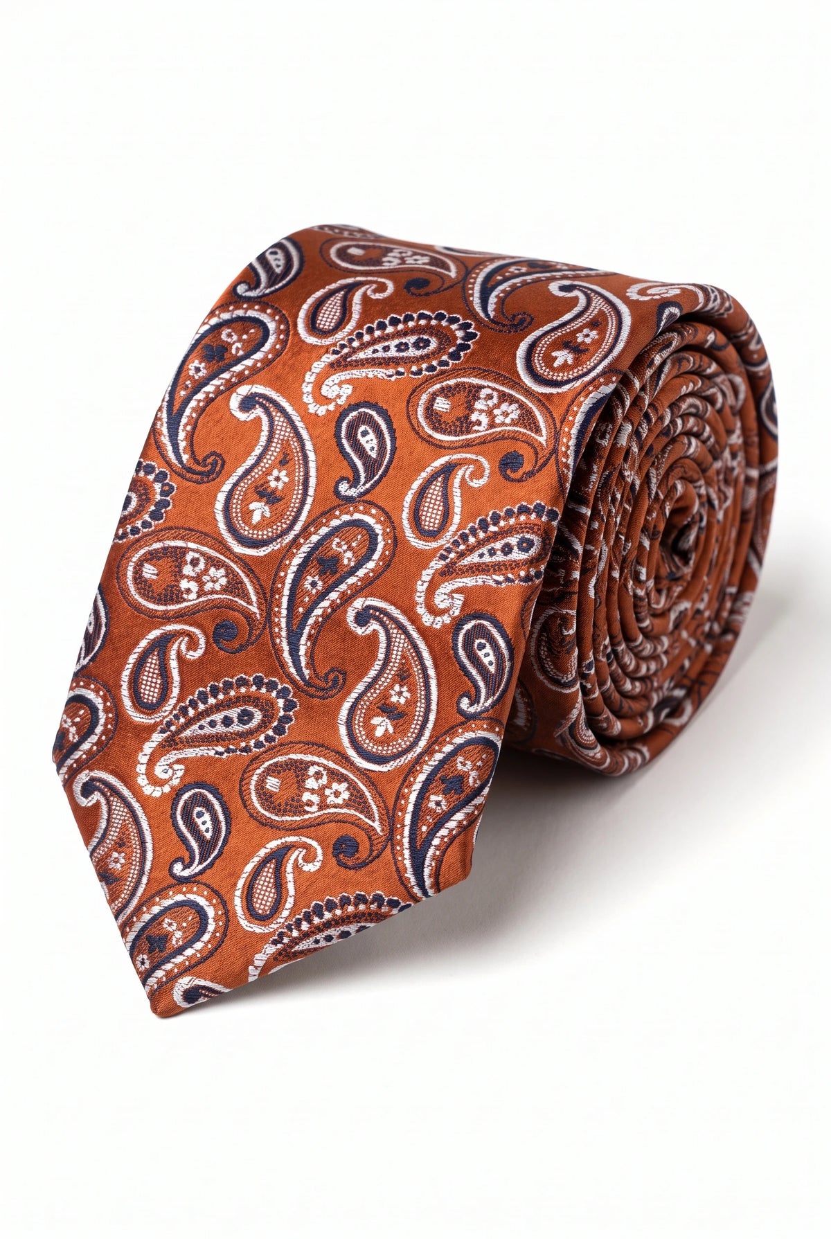 Cravată bărbătească cu model Paisley, culoare bronz