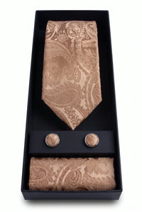 Set cadou cravată Paisley bronz pentru bărbați