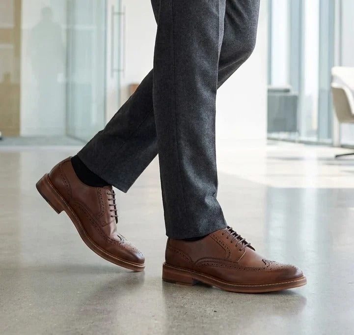 Pantofi eleganți Brogue din piele maro pentru bărbați
