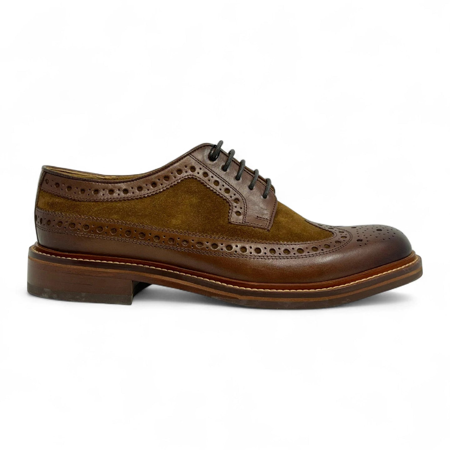 Pantofi brogue din piele întoarsă maro pentru bărbați