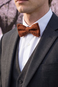 Papion bărbătesc maro din amestec de lână tweed