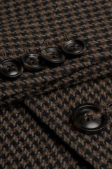 Palton bărbătesc din tweed maro cu aspect de lână Houndstooth