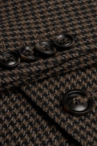Palton bărbătesc din tweed maro cu aspect de lână Houndstooth