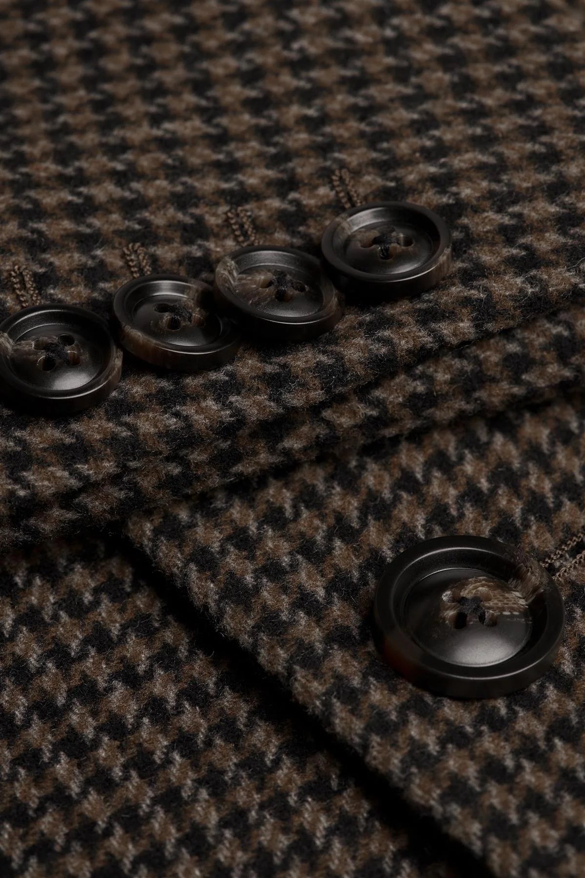 Palton bărbătesc din tweed maro cu aspect de lână Houndstooth