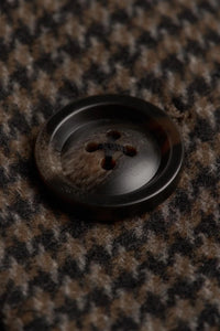 Palton bărbătesc din tweed maro cu aspect de lână Houndstooth