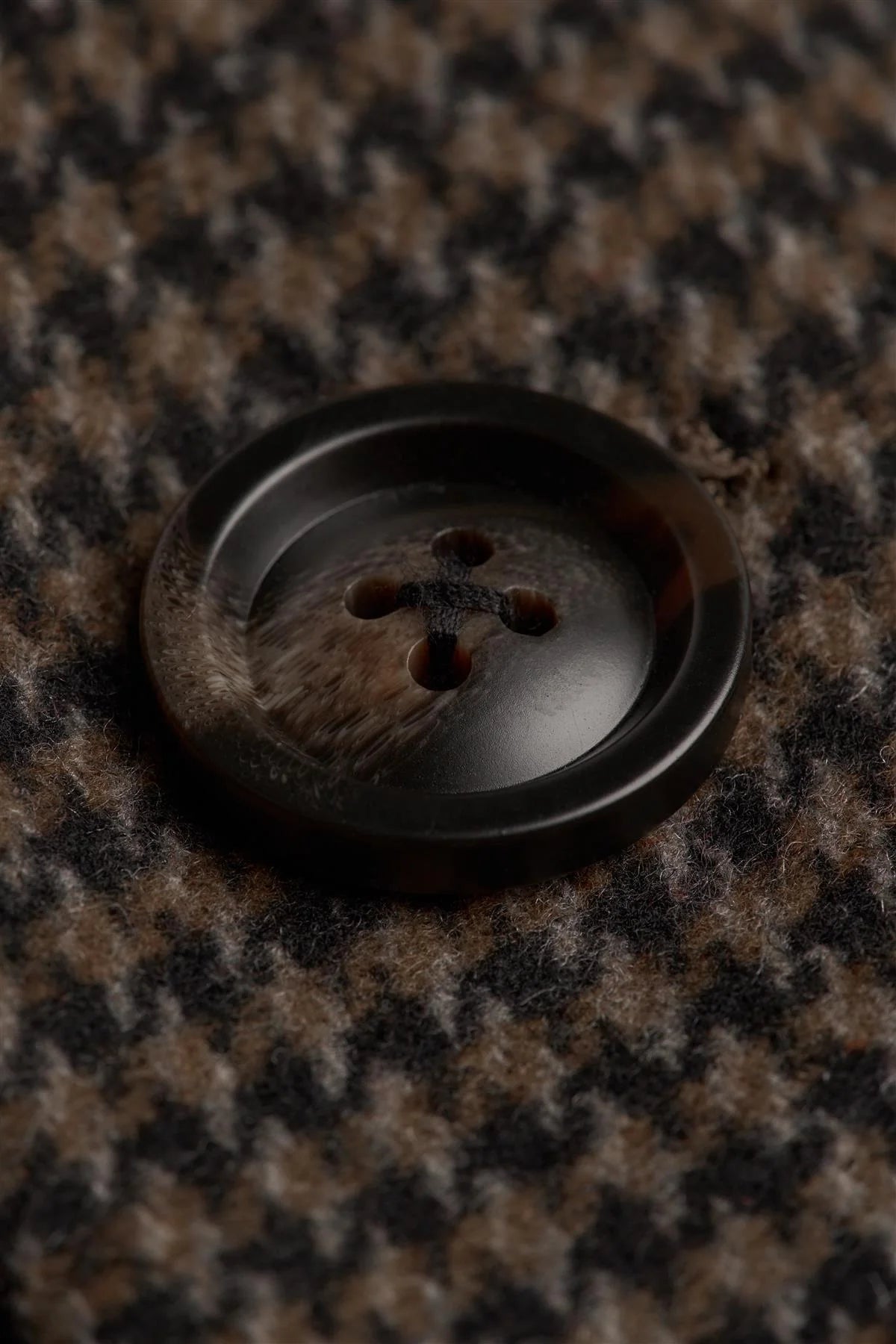 Palton bărbătesc din tweed maro cu aspect de lână Houndstooth