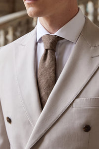 Cravată bărbătească maro din amestec de lână tweed