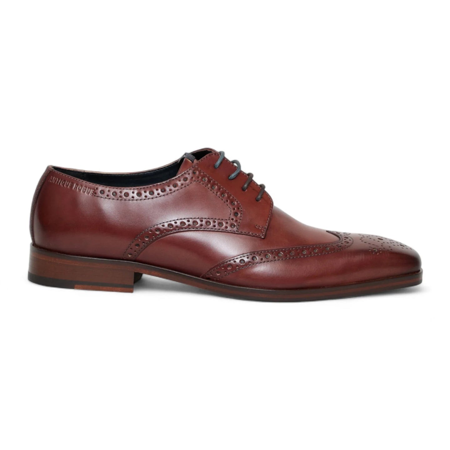 Pantofi Brogue bărbătești, din piele vișinie, clasici, formali, cu șireturi