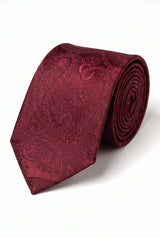 Set cadou cravată Paisley vișinie pentru bărbați