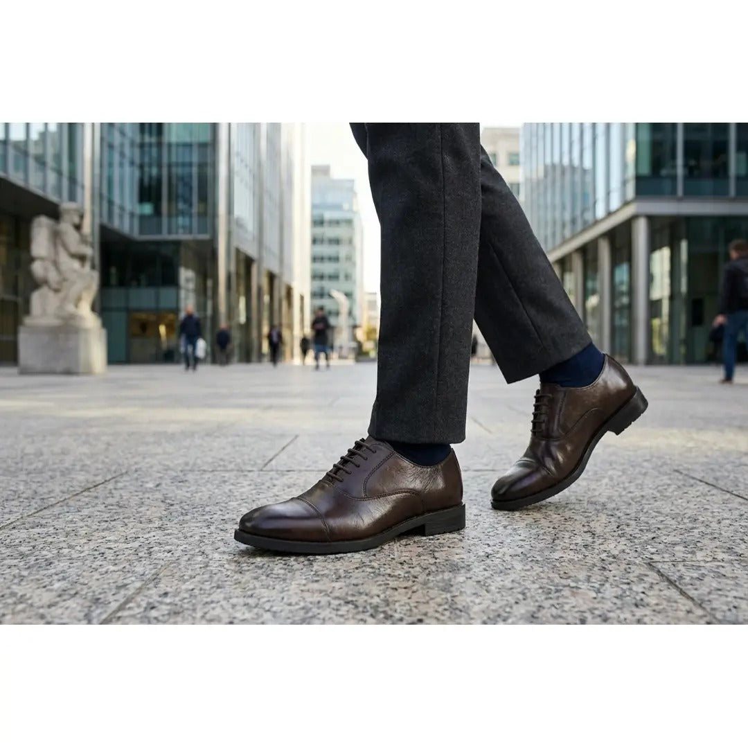 Pantofi Oxford clasici cu vârful închis și șireturi pentru bărbați