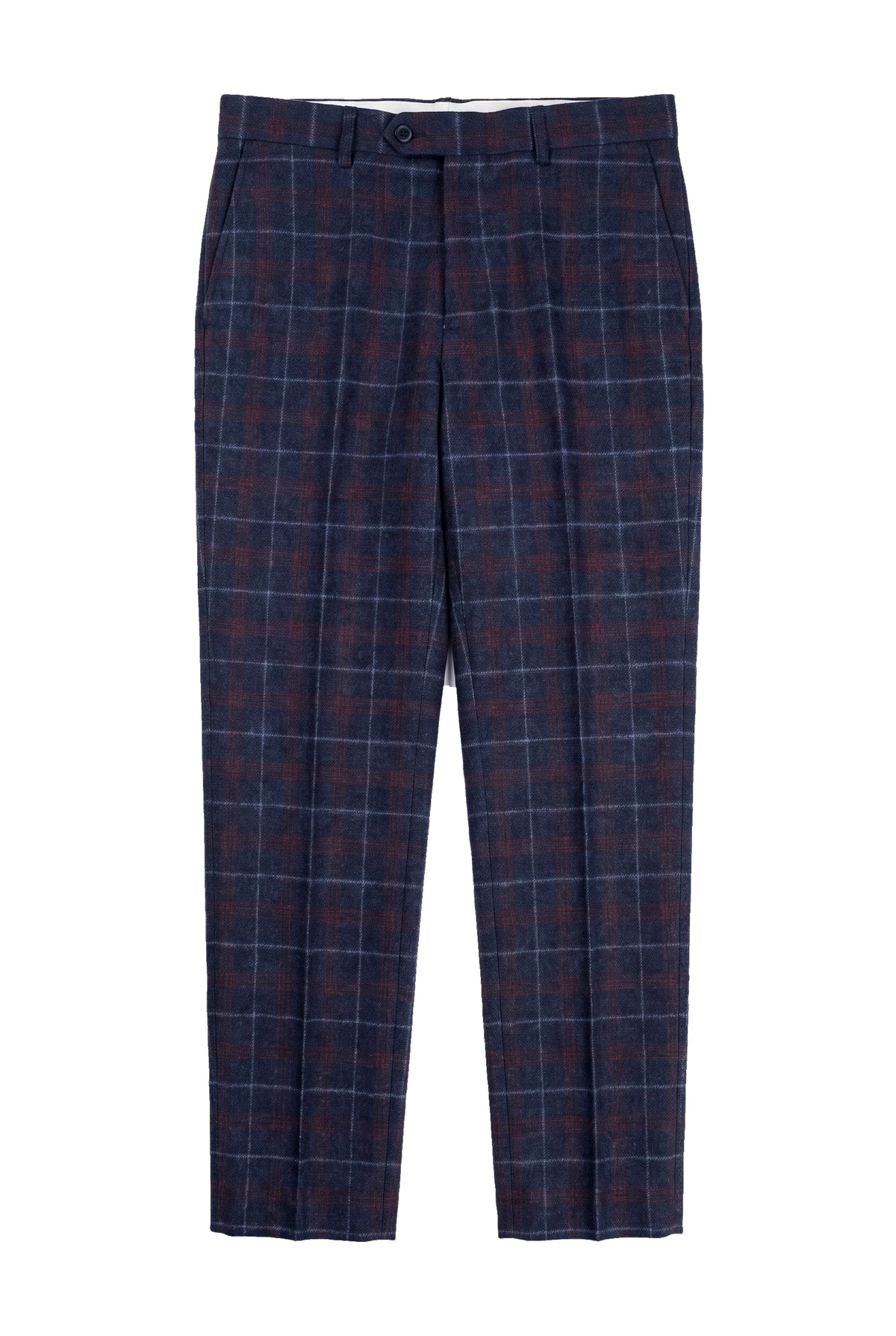 Rover - Pantaloni de mireasă albaștri pentru bărbați, în carouri tweed