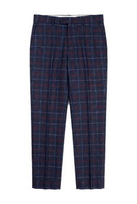 Rover - Pantaloni de mireasă albaștri pentru bărbați, în carouri tweed