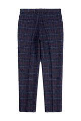 Rover - Pantaloni de mireasă albaștri pentru bărbați, în carouri tweed