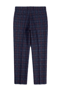 Rover - Pantaloni de mireasă albaștri pentru bărbați, în carouri tweed