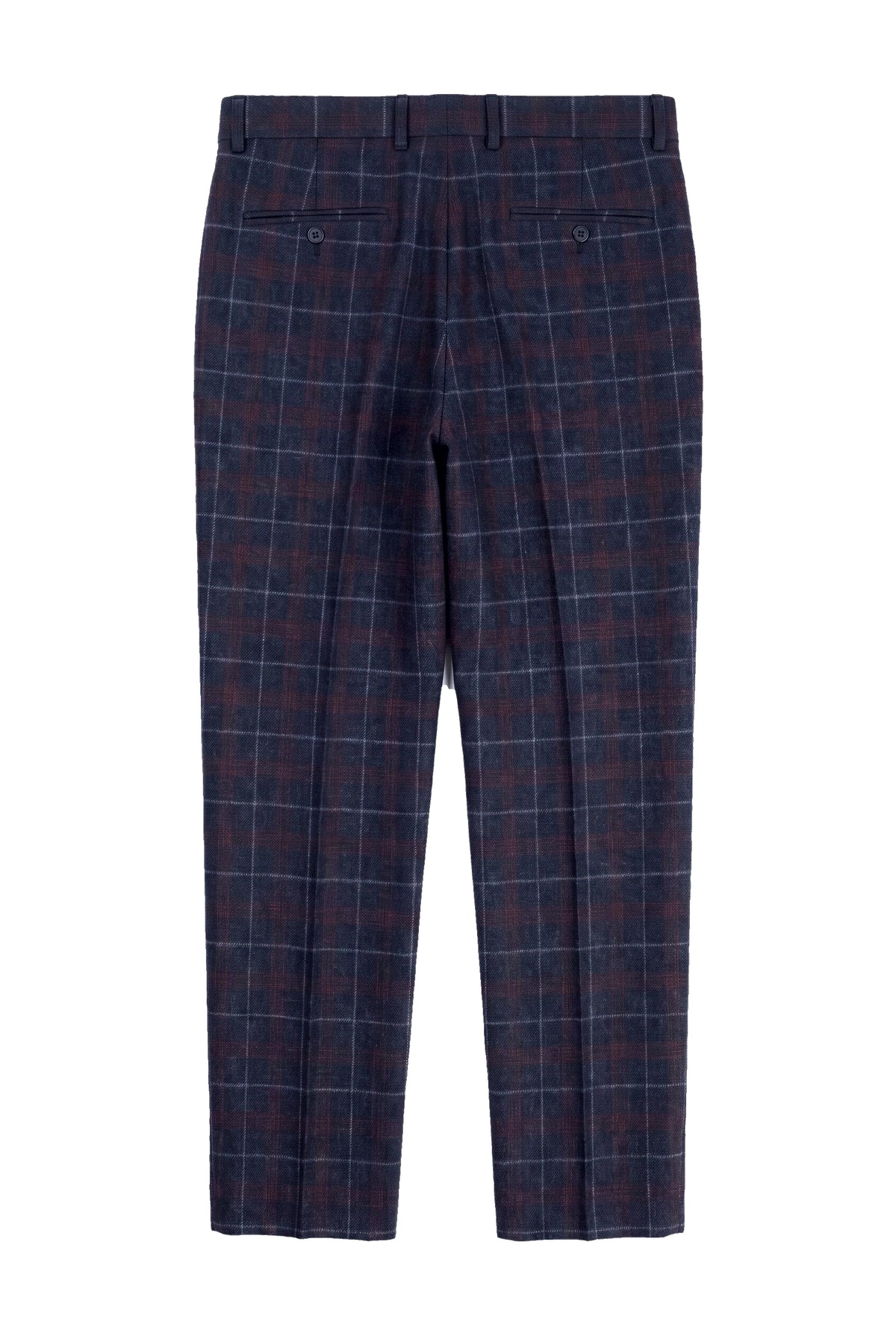 Rover - Pantaloni de mireasă albaștri pentru bărbați, în carouri tweed