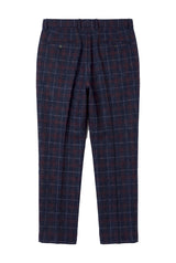 Kenneth - Pantaloni bărbătești în carouri bleumarin cu imprimeu tweed