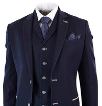 Mens Denim-Blue 3 Piece Suit