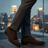 Pantofi Oxford pentru bărbați din piele întoarsă artificială, cu șireturi