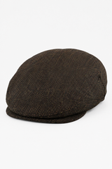 Șapcă plată bărbătească din lână cu model herringbone, maro, tweed, clasică, anii 1920, unisex, Del Boy