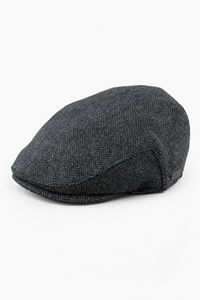 Șapcă plată bărbătească din lână cu model herringbone, culoare cărbune, tweed, clasică, anii 1920, unisex, Del Boy