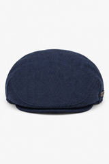 Șapcă plată bărbătească din lână cu model herringbone, bleumarin, tweed, clasică, anii 1920, unisex, Del Boy