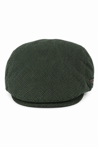 Șapcă plată bărbătească din lână cu model herringbone, tweed, măsliniu, clasică, anii 1920, unisex, Del Boy