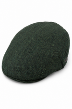 Șapcă plată bărbătească din lână cu model herringbone, tweed, măsliniu, clasică, anii 1920, unisex, Del Boy
