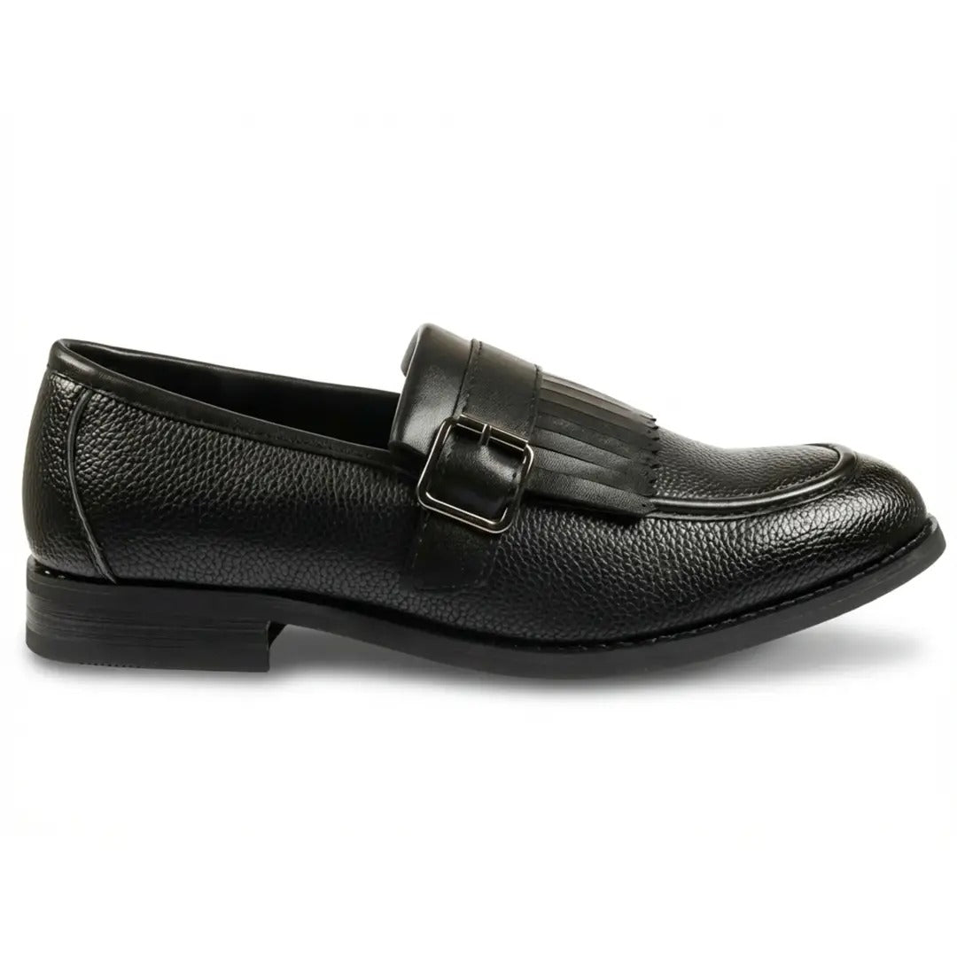 Mocasini slip-on pentru bărbați cu franjuri și baretă Monk Strap