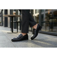 Mocasini slip-on pentru bărbați cu franjuri și baretă Monk Strap