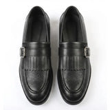 Mocasini slip-on pentru bărbați cu franjuri și baretă Monk Strap