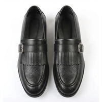Mocasini slip-on pentru bărbați cu franjuri și baretă Monk Strap