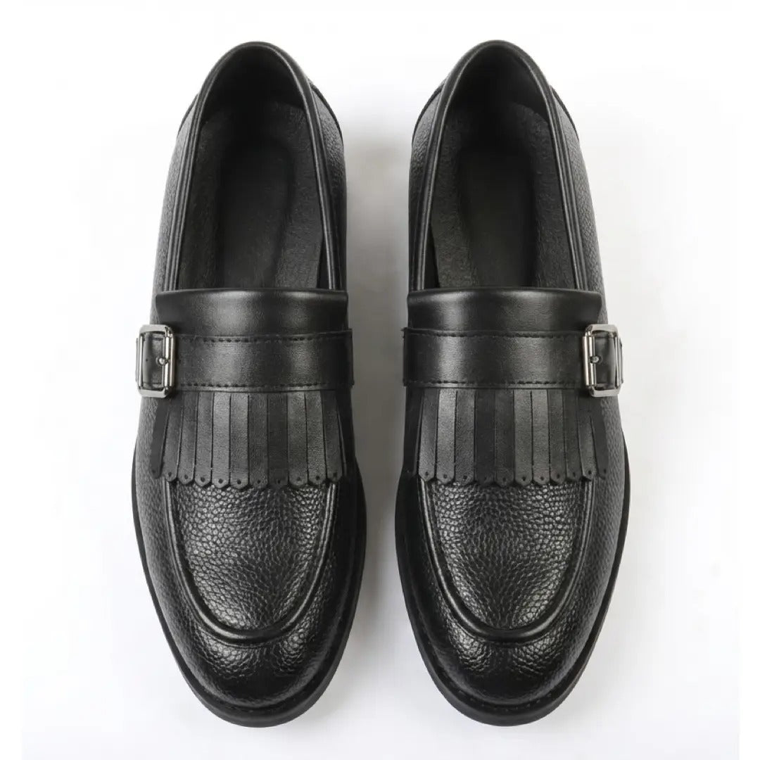 Mocasini slip-on pentru bărbați cu franjuri și baretă Monk Strap