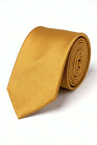 Cravată bărbătească aurie, subțire, culoare uni