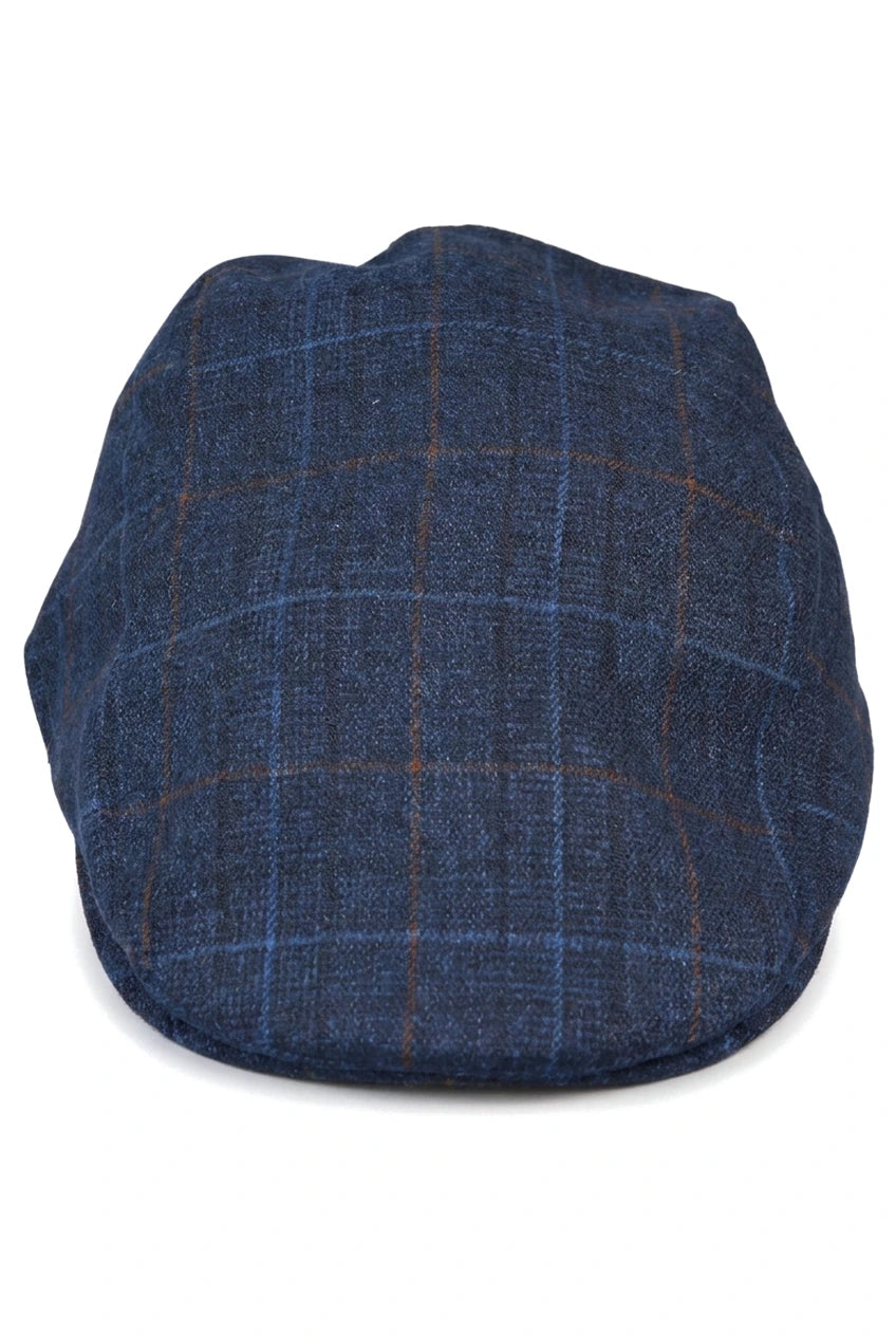 Șapcă plată bărbătească Grandad Baker, bleumarin, cu 8 panouri, din tweed, vintage, clasic, elegant, casual, anii 1920