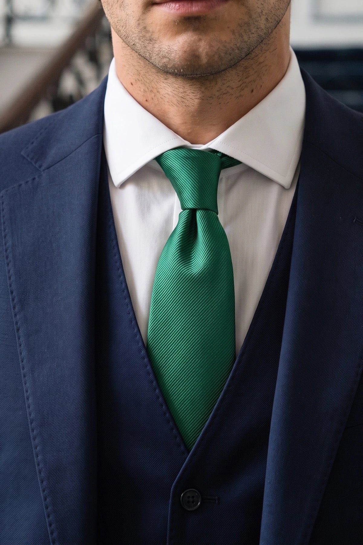 Cravată bărbătească verde subțire, 6 cm