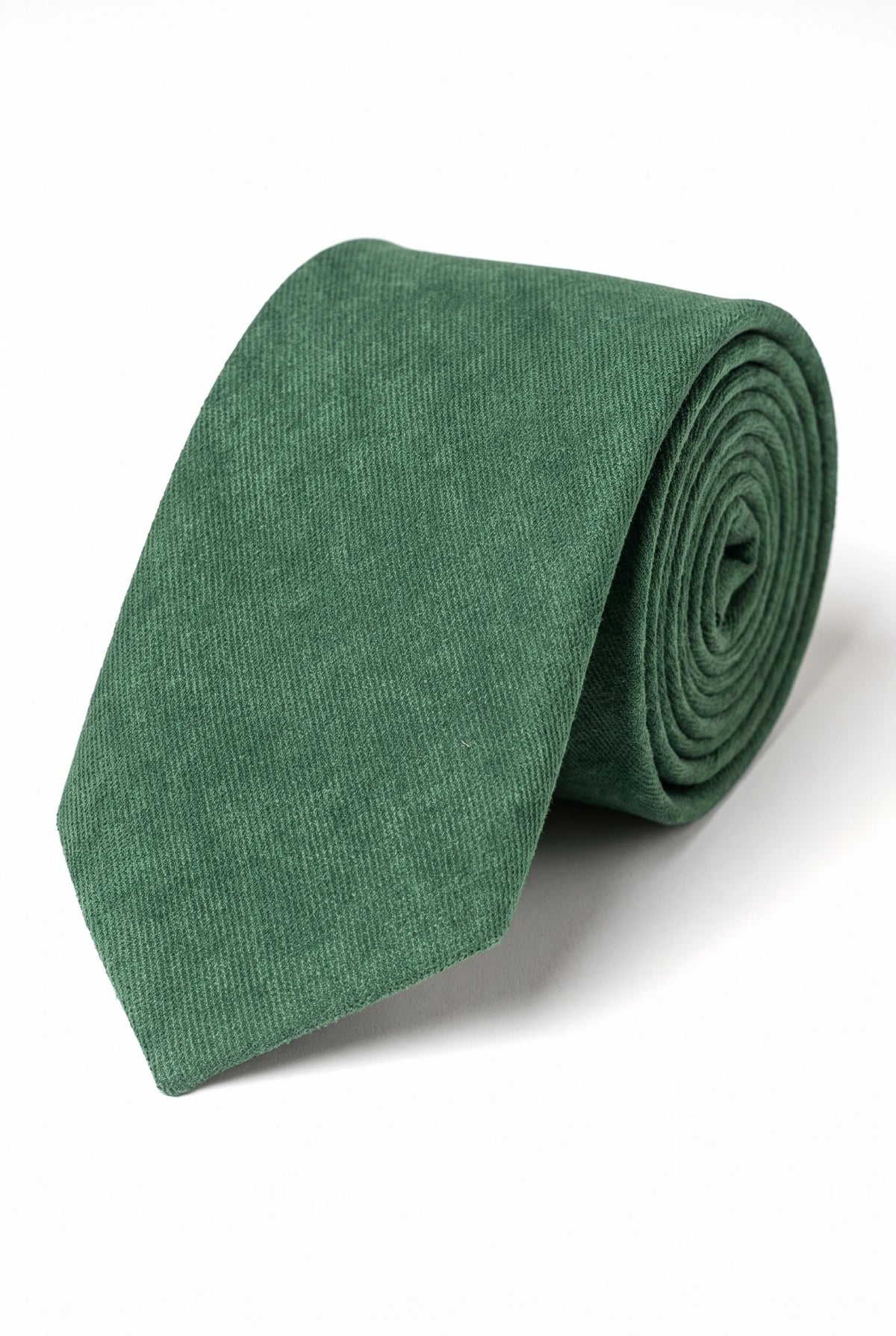 Cravată bărbătească verde cu finisaj din piele întoarsă