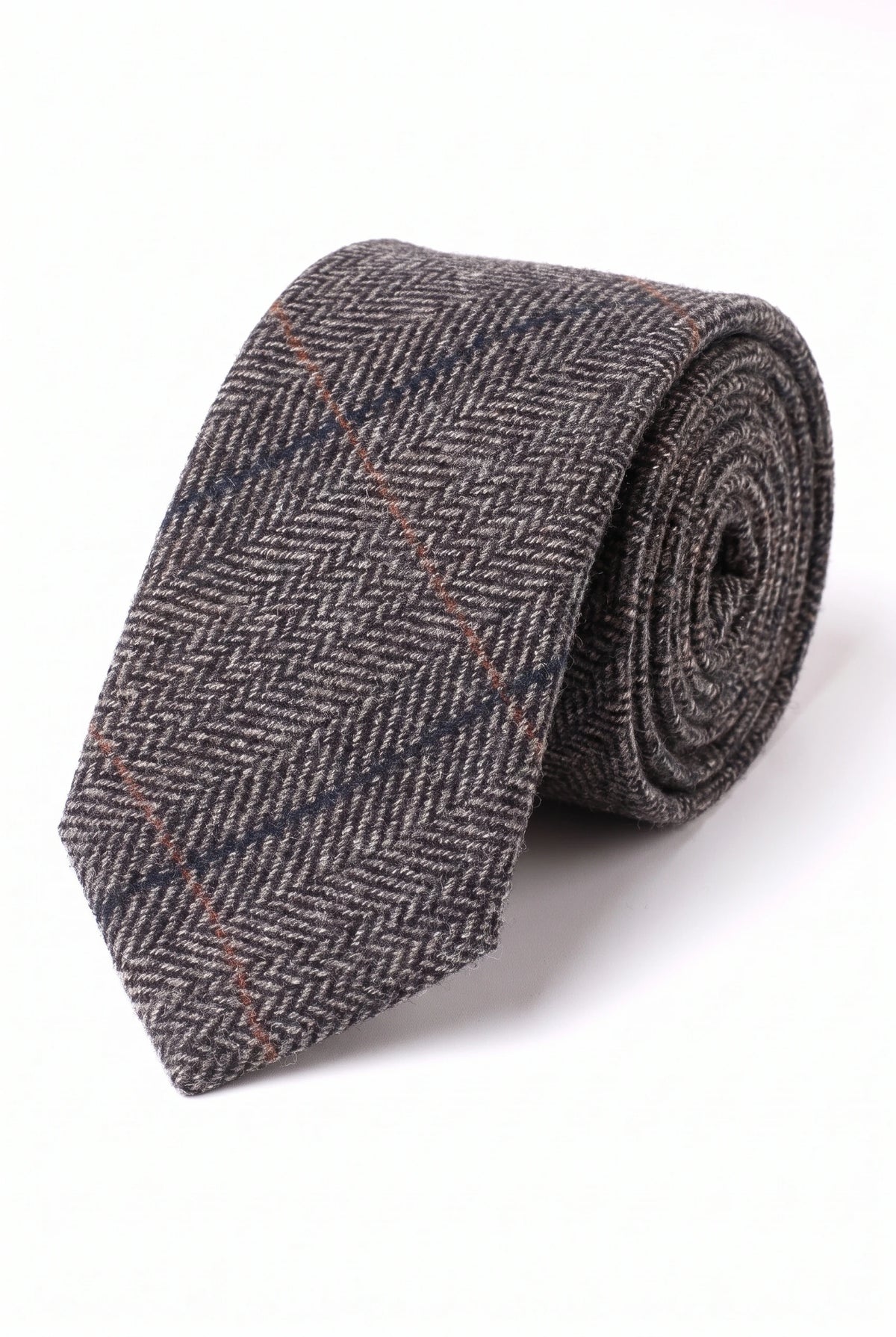 Cravată bărbătească gri din amestec de lână tweed