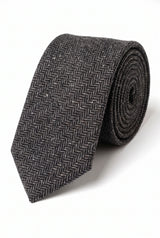 Cravată bărbătească gri din amestec de lână tweed